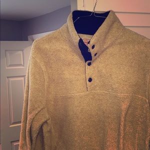 J Crew Cream 1/4 Snap Fleece Sz L